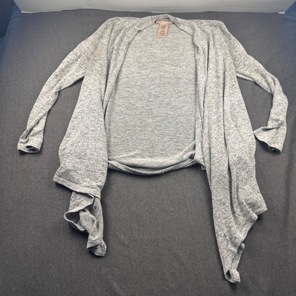 Philosophy Womens Grey Heather Open Front Waterfall Draped Cardigan‎ Sweater M